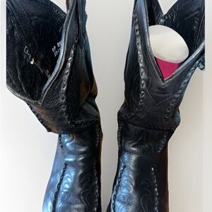 Vintage Dan Post Black Leather Western Cowboy Boots Men’s Size 13 D USA Made